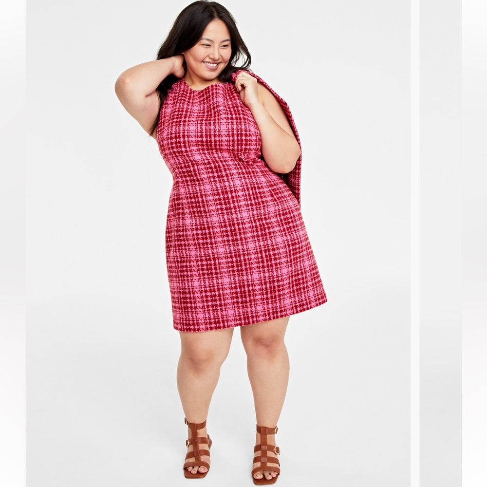 Pink Plaid Sleeveless Dress